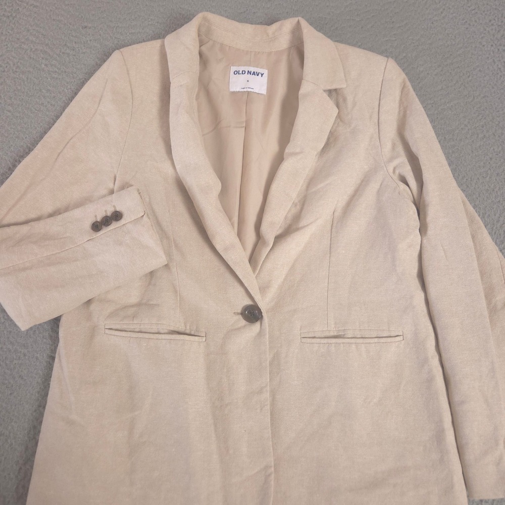 Old Navy Blazer Womens S Taylor Fitted Linen-Blend Single Button Professional